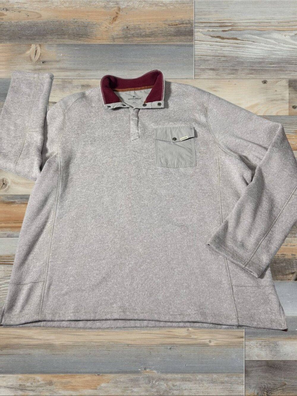 Woolrich Men's XXL Cream 1/4 Snap Fleece Pullover Chest Pocket Outdoor